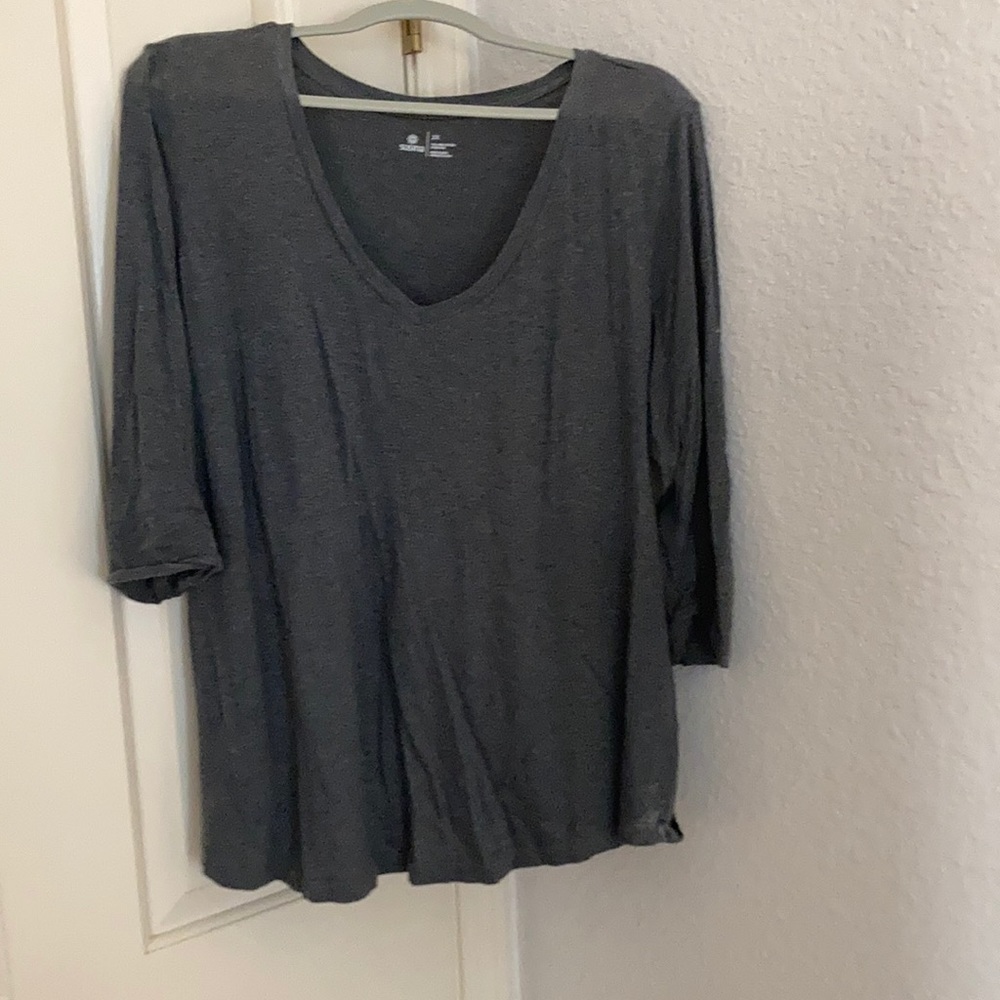 Grey tee. Nordstrom Rack purchase. Low V neck. 2X